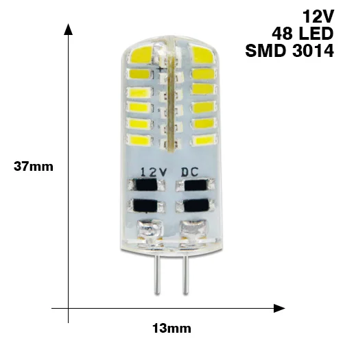 G4 12V 3014 48L 6 шт G4 светодиодный лампы SMD 2835 3014 AC/DC 12V AC 220 В 1 Вт 3 Вт Светодиодная лампа-кукуруза позолоченная люстра лампа светодиодный светильник на замену галогеновым лампам, Bombillas - Испускаемый цвет: G4 12V 3014 48L