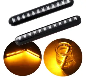 

200pair Car Motorcycle Flowing Water Tail Brake Lights 12 LED Turn Signals Strip 3528SMD License Plate Light Stop