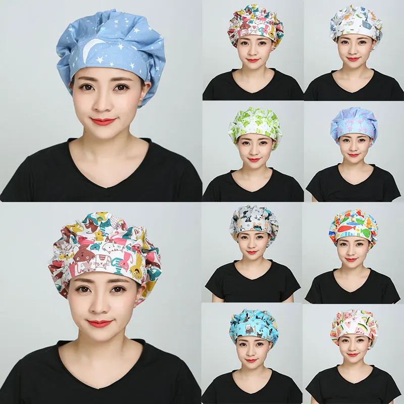 

Cotton Printing Multicolor Floral printing Adjustable Hats accessories pet grooming sweat-absorbent hat working cap Dustproof