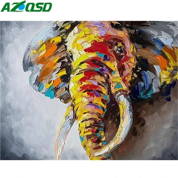

AZQSD Oil Painting By Numbers Animal DIY Unframe Unique Gift Acrylic Paint Drawing By Numbers Elephant Home Decoration