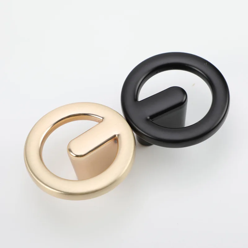 Furniture Drawer Cabinet Ring Knob Nordic Metal Zinc Round Gold Black Wardrobe Kitchen Cupboard Door Pull Dresser Closet Handle |