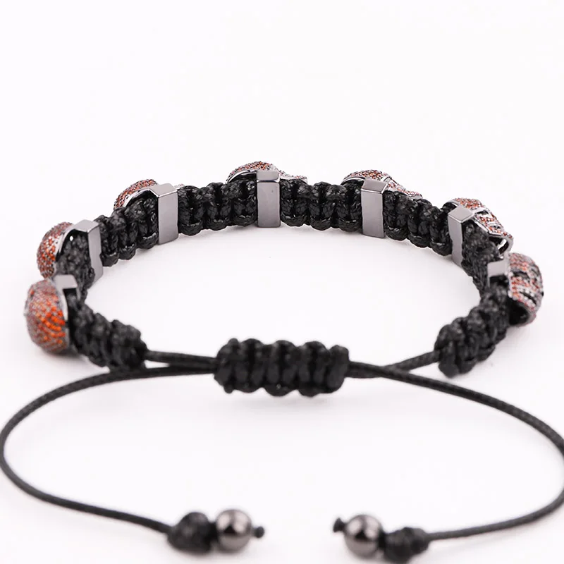 New Arrival Men Jewelry Bracelet Luxury CZ Mirco Pave Skull Charm Handmade Wax Cord Braided Macrmae Wrap Bracelet Men - Image 4
