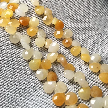 

Natural stone Faceted Water drop shape loose beads Yellow Jades Crystal string bead For jewelry making DIY bracelet necklace