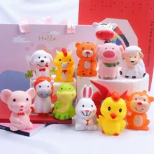 Jouets de Table du zodiaque pour enfants, 12 petits animaux de dessin animé, poupées du zodiaque, pâtisserie, gâteau d'anniversaire, Dessert