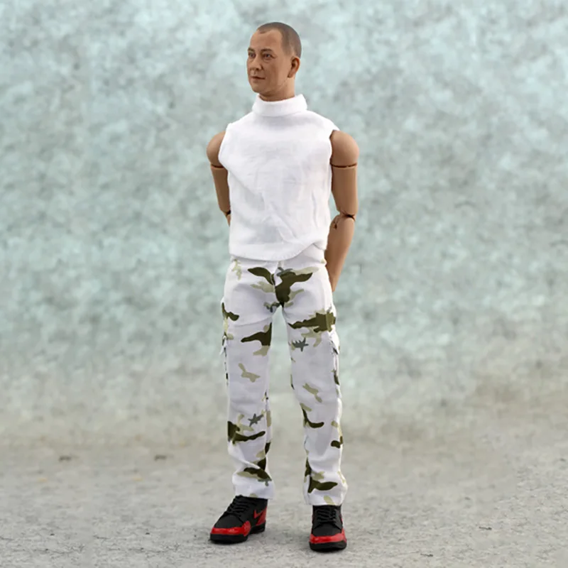 

1/6 Scale Men Snow Camouflage Pants Clothes Male Fashion White Vest Clothing For 12" Action Figures Body Doll Toy