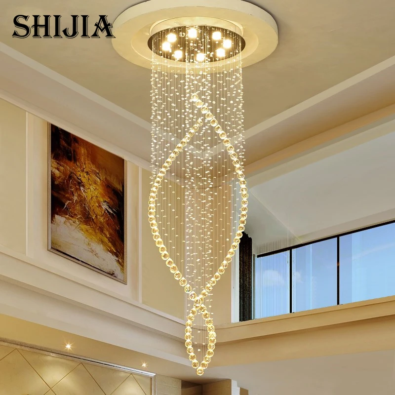 

Modern minimalist double staircase chandelier lamp long fishing line crystal lamps spiral staircase chandelier lamp shape