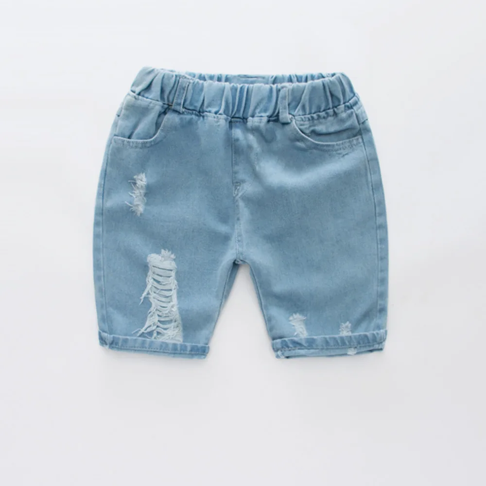Стиль на данный момент Детские Versitile модные рваные штаны детские легкий дышащий материал Джинсовые шорты для детей в вооруженных силах