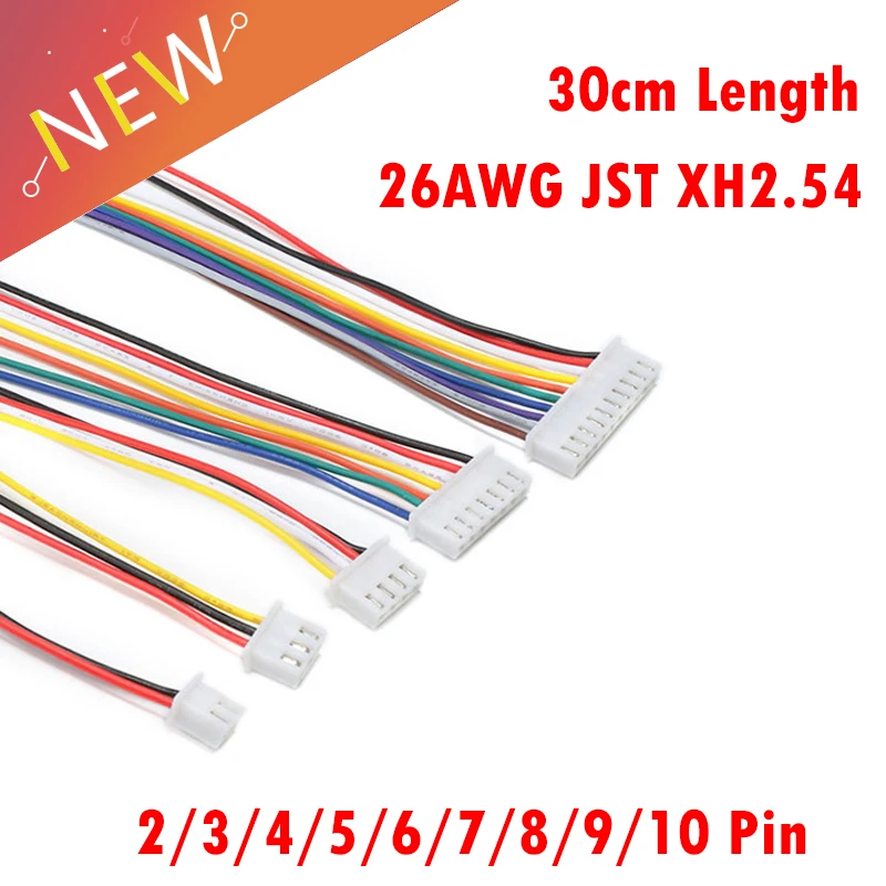 100/50/20 шт./лот 26AWG JST XH2.54 2/3/4/5/6/7/8/9/10 Pin разъем 2 54 мм с проводным кабелем длина 30
