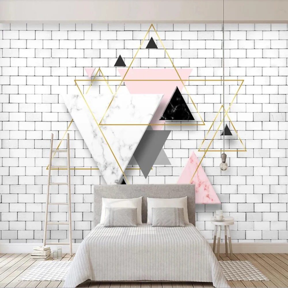 

Dropship Custom 3D Wallpaper Mural 3D Stereo Minimalistic Abstract Geometric Triangle Background Wall Decoration Wallpaper