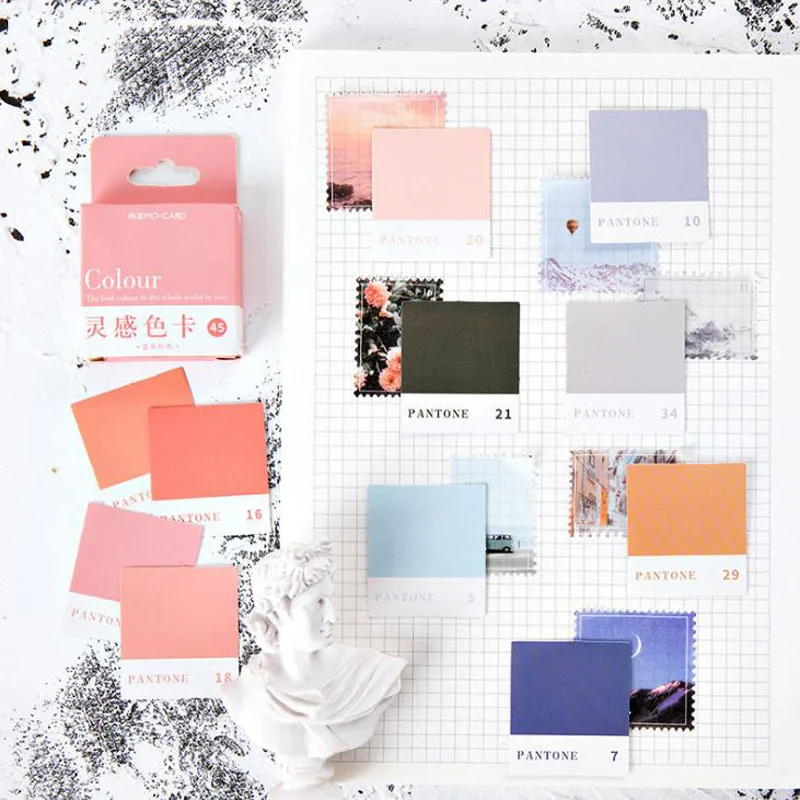 

45 Pcs/pack Cartoon Mini Inspiration Color Card Bullet Journal Decorative Stickers Scrapbooking Sticker Label Diary Stationery