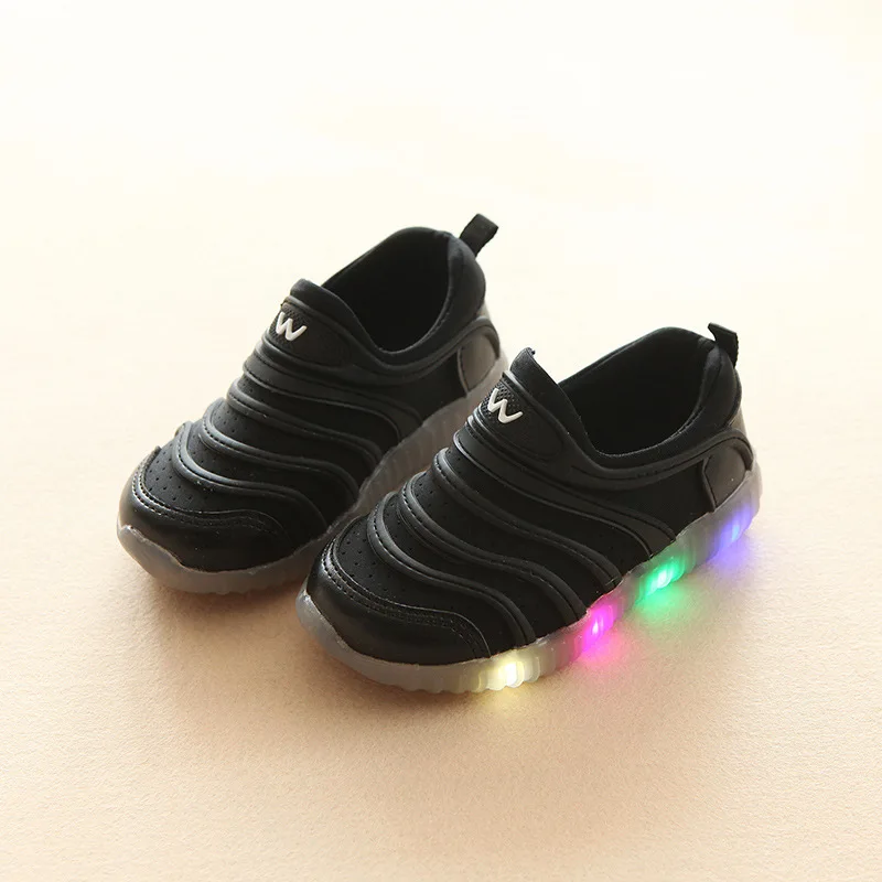 Soft candy color W baby casual shoes LED high quality soft baby sneakers sports running baby girls boys shoes