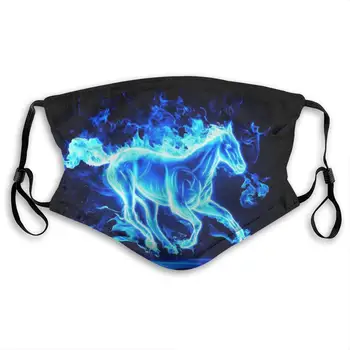 

Horse Fire Animals Washable Reusable Mask, Anti Dust Half Face Mouth Mask For Kids Teens Men Women With Adjustable Ear Loops