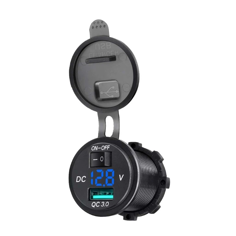 OOTDTY Quick Charge 3,0 USB Автомобильное зарядное устройство разъем светодиодный переключатель вольтметра для автомобиля морской ATV