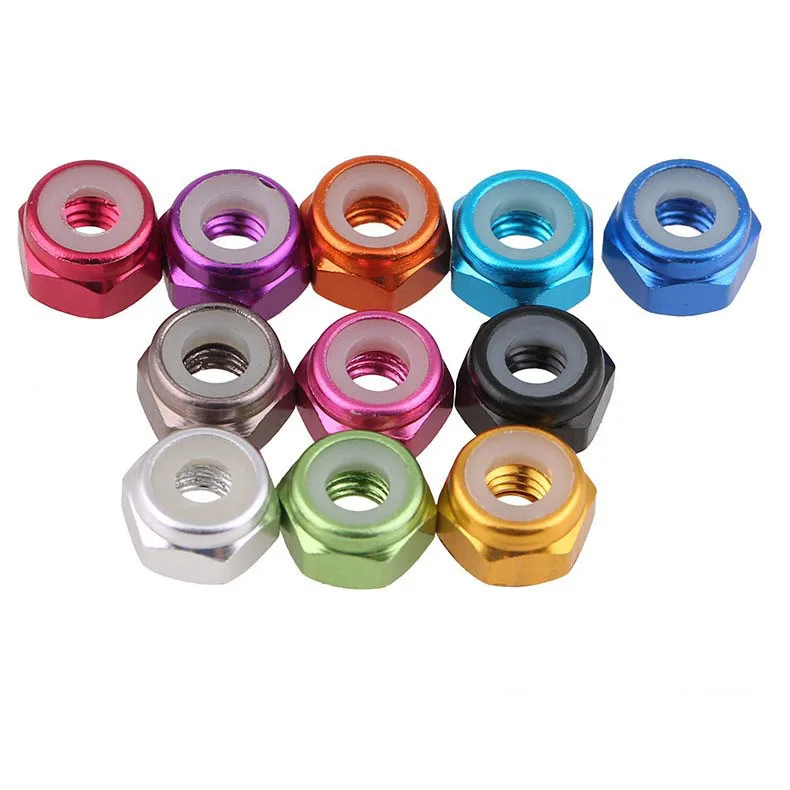 Aluminum Alloy Nylon Insert Lock Nuts Selflocking Nuts Multicolor Anodized For Rc Model Parts