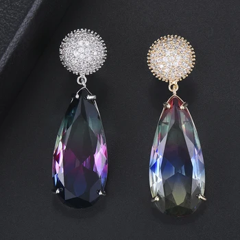 

LARRAURI Mirco Paved Cubic Zirconia Dubai Fashion High Jewelry Delicate Pierced Crystal Drop Cubic Zirconia Dangle Drop Earrings