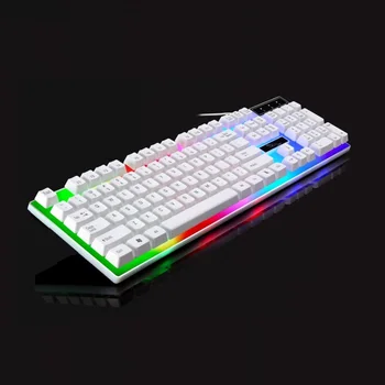 

EN/RU USB Gaming Keyboard Suspended 104 Standard Key Caps RGB Light English Keyboard for PC/TV/Laptop
