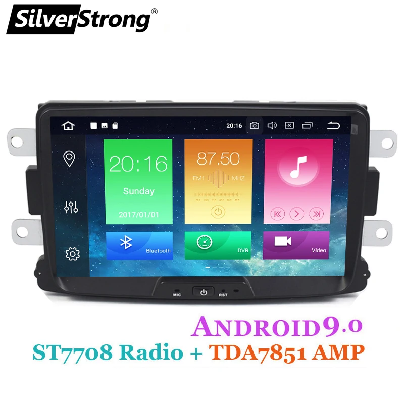 Цена SilverStrong Автомобильный мультимедийный плеер Android 9 Automotivo радио для DACIA sandero Duster Renault Captur Lada Xray 2 Logan