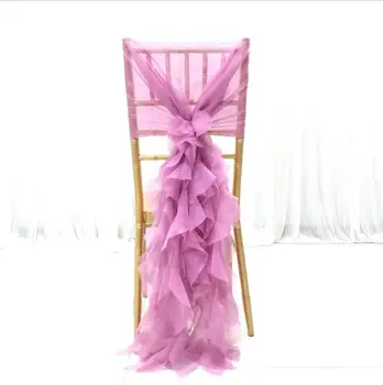 

Wedding Bamboo Chair Decoration Elegant Purple Chiffon Hoods