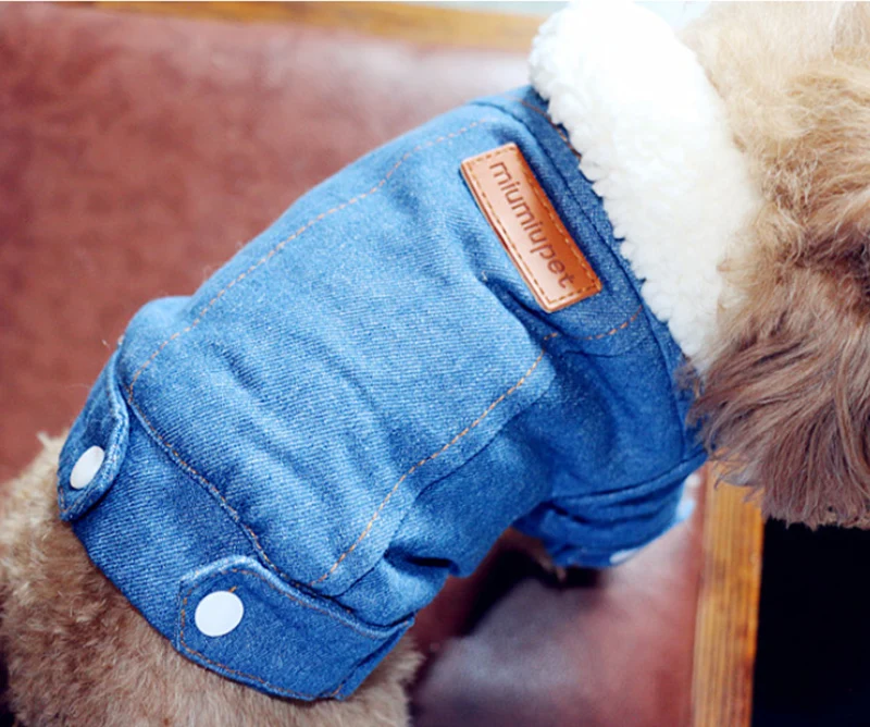 Одежда для собак пальто теплая зимняя куртка для собак толщина джинсовое пальто для одежда для щенков милая куртка для домашних животных для кошек 40