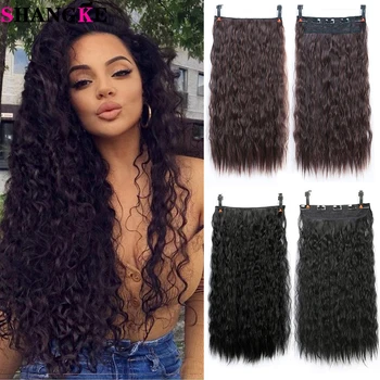 

SHANGKE Synthetic Long Curly Corn Wavy Clips in Hair Extension Ombre Blonde Black Brown For Black Women Heat Resistant Fiber