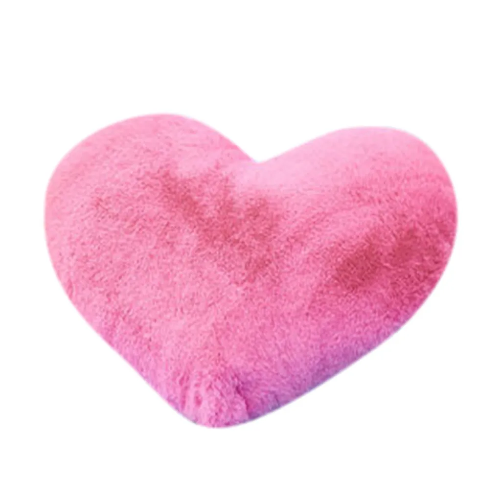 Удобная плюшевая лохматая Мягкая Наволочка с сердечком для спальни, декоративная подушка для спальни, украшение для дома - Цвет: Pink