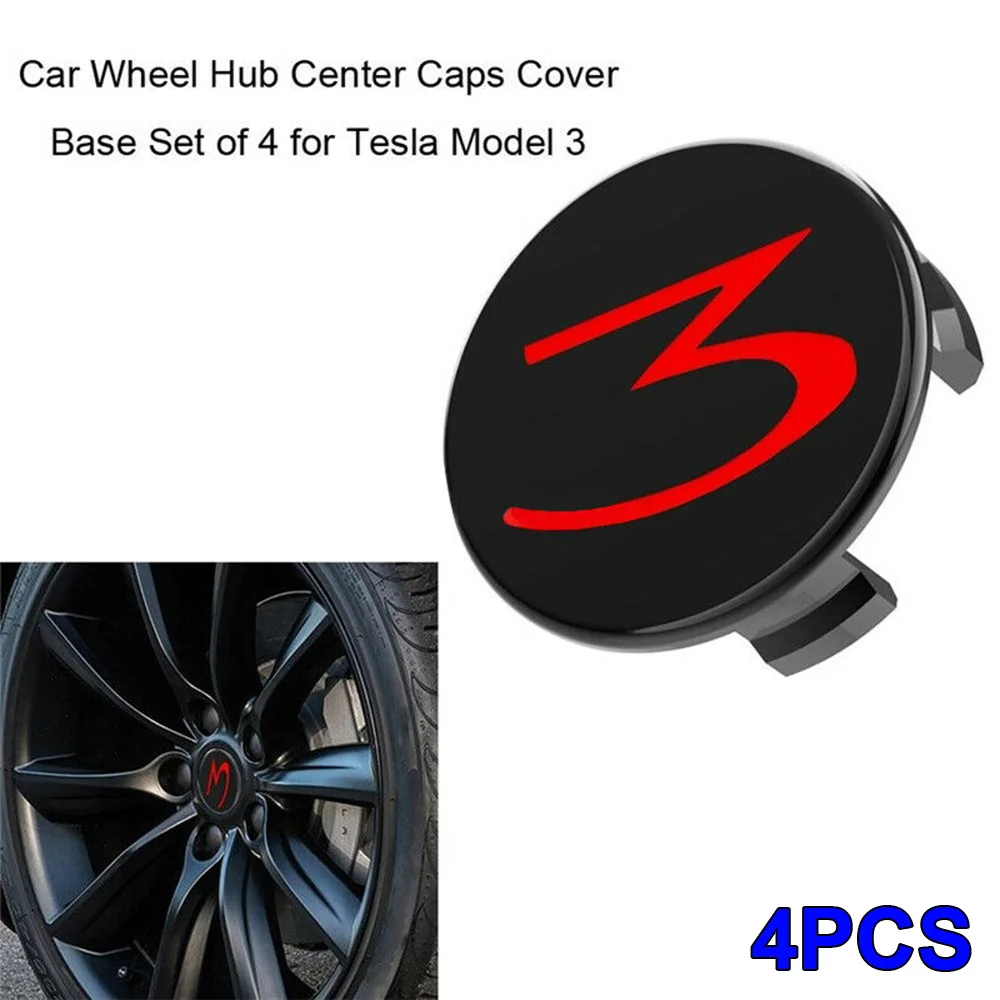 4X Черный Красный для Tesla модель 3 автомобиля логотип колпак ступицы центра колеса