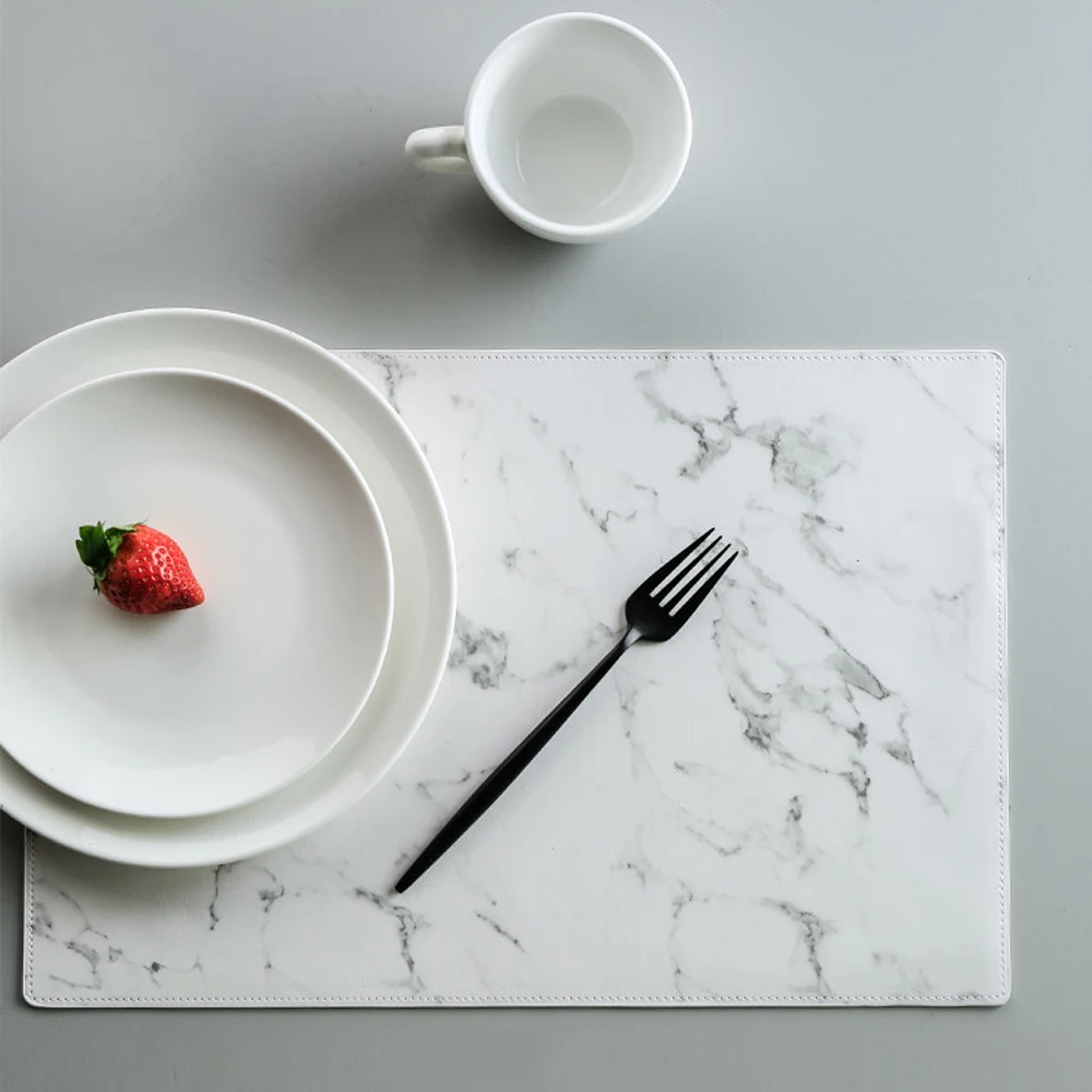 45*30CM Table Mat Marble Placemat For Dining PVC Non-slip Heat Insulated Waterproof Oil-proof For Coffee Tea Home Kitchen