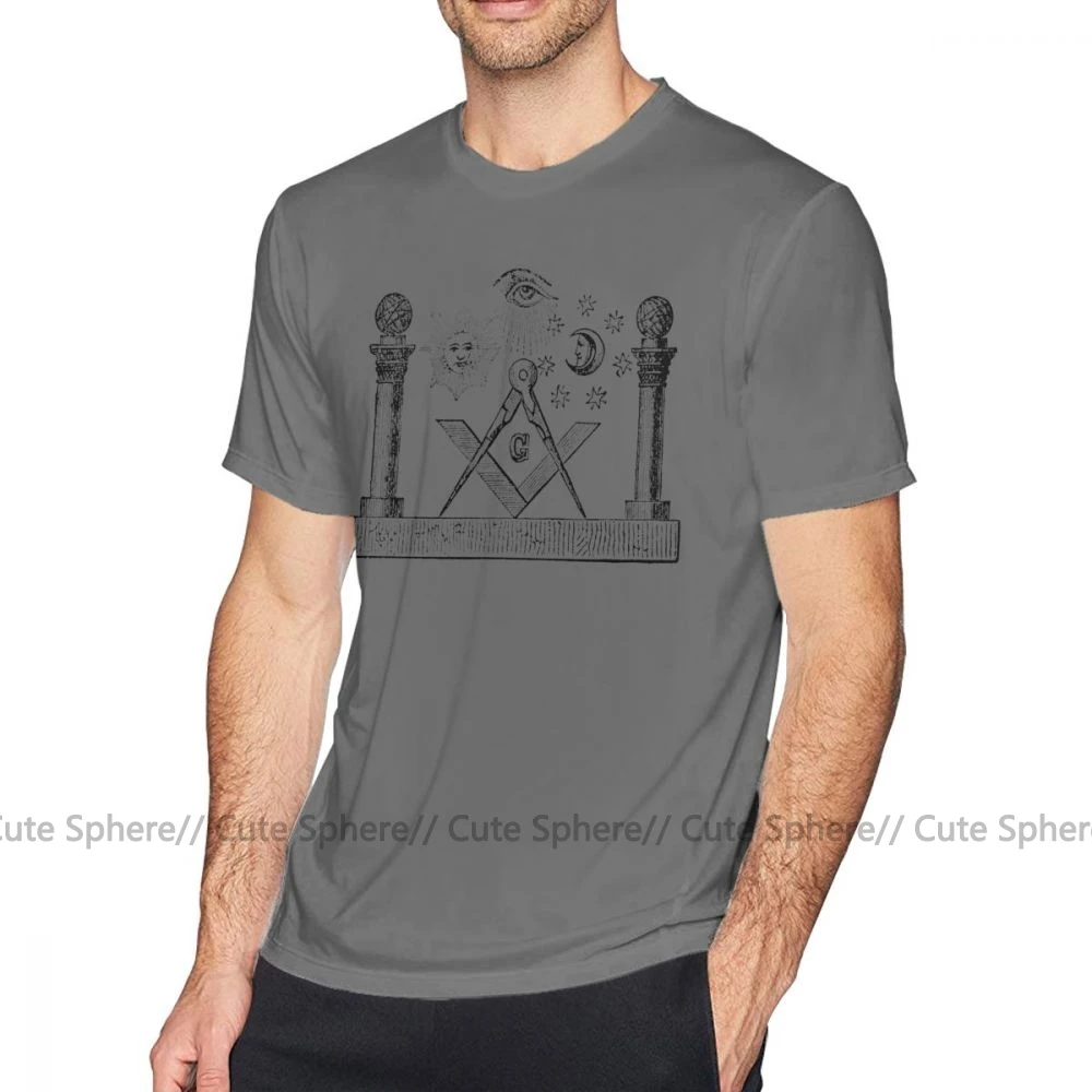 Масонские символы футболка символикой каменной кладки футболка негабаритных Для мужчин футболка модные Потрясающие с короткими рукавами, с принтом, футболки - Цвет: Dark Grey