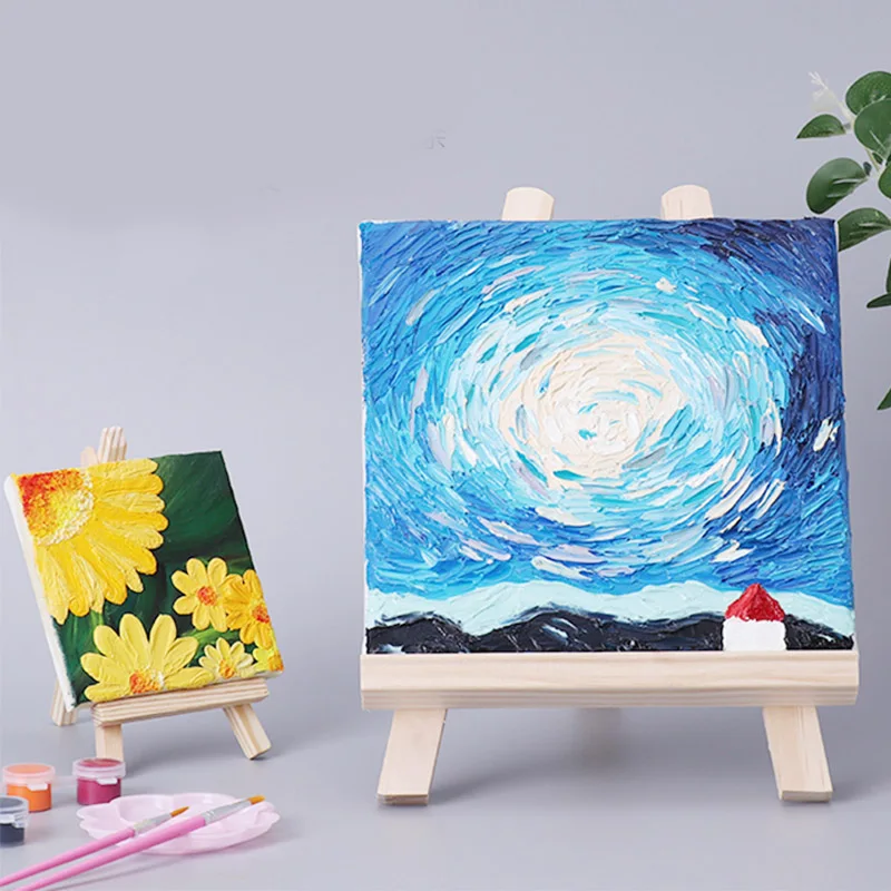 10x10cm blank canvas 8x15cm easel cotton canvas watercolor oil painting board artist watercolor art supplies 1 set