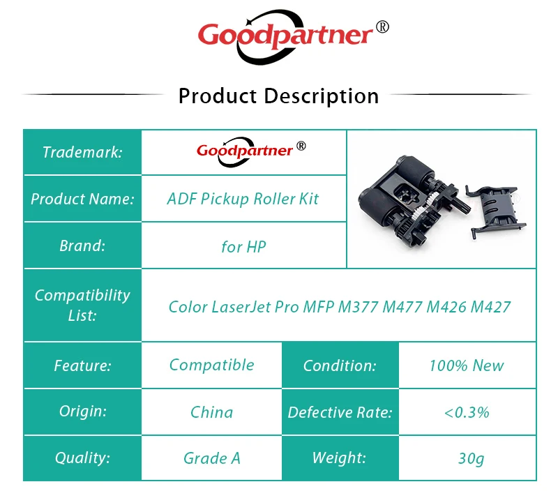 Almofada de Separação do Rolo do Recolhimento para hp Color Laserjet Pro B3q1060105 B3q1040080 Adf Mfp M377 M477 M426 M427 377 477 426 427 5x - Imagem 4