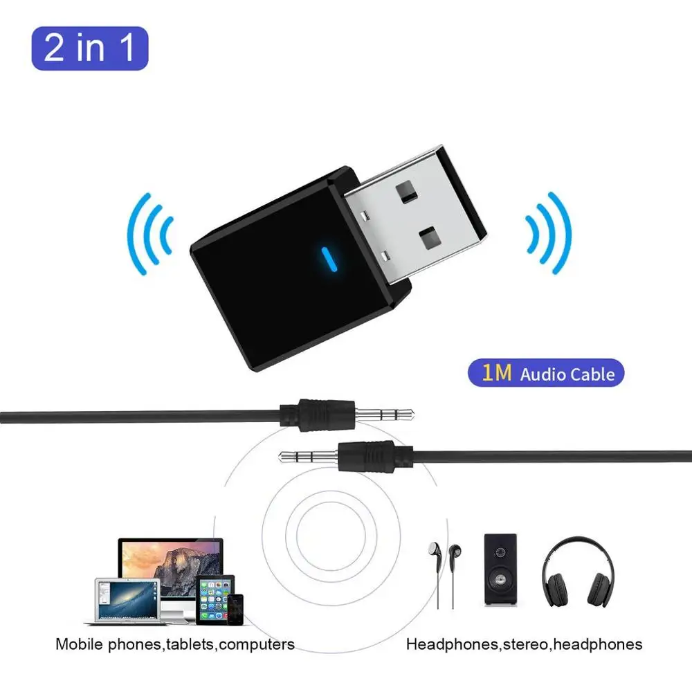 USB 5,0+ EDR передатчик приемник адаптер 2 в 1 с разъемом для ТВ наушники для ПК дома обоих концах для подключения внешних устройств к автомобильной Беспроводной аудио адаптер