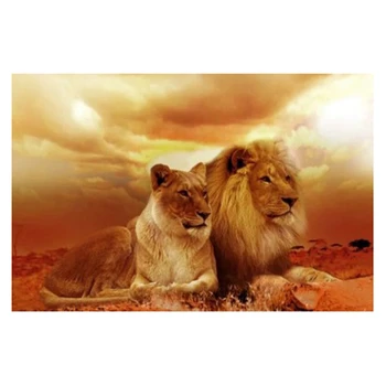 

Best 5D DIY Full Drilling Diamond Painting Animal Lion Husband and Wife Cross Stitch Diamond Embroidery Drilling Love Gift
