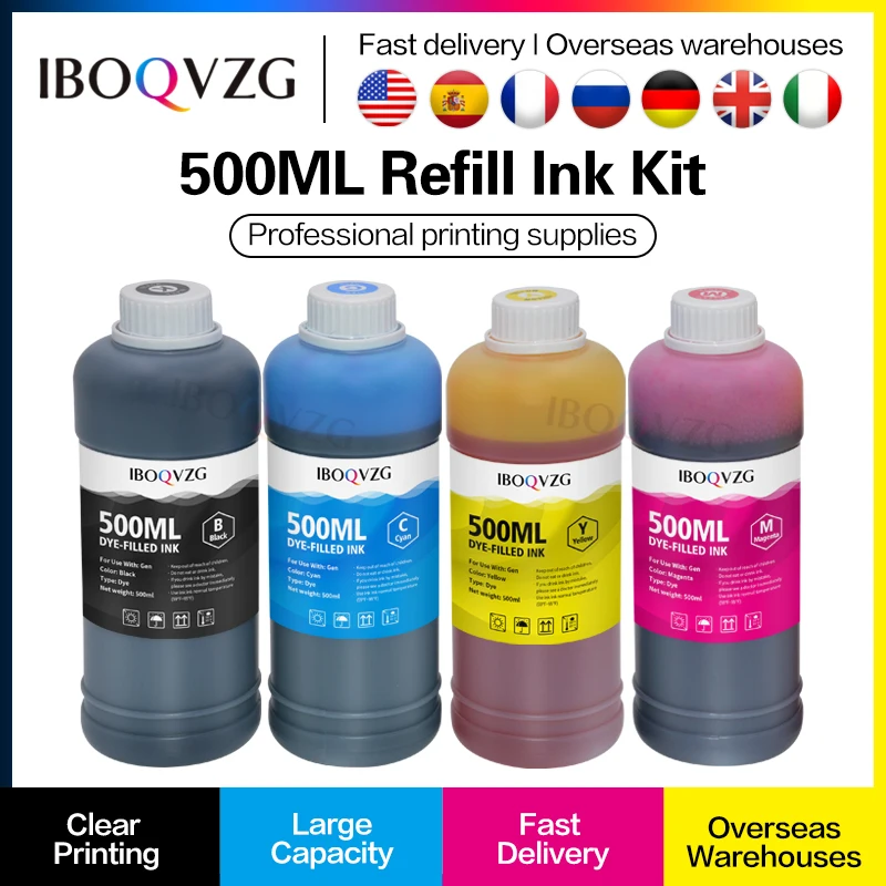 IBOQVZG 500ML Printer Ink Refill Ink Kit For Epson For Canon HP Brother Printer CISS and Refillable Printers Dye
