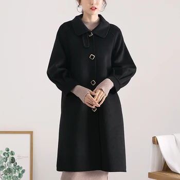 

Autumn and winter 2020 new double-sided cashmere free coat women's medium long Korean Hepburn wool woolen sweater