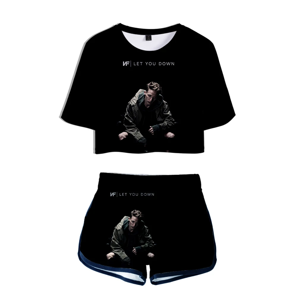 

Rapper Nathan John Feuerstein NEW Album The Search NF 3D Two Pieces sets Women Fashion girl Casual T-shirt+shorts Clothes