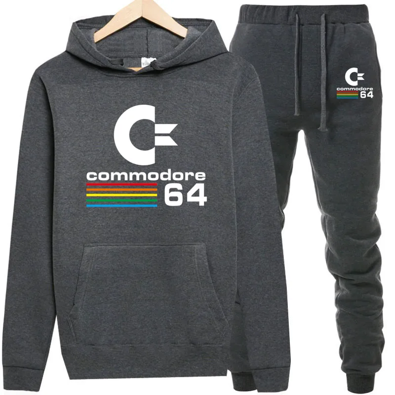 Buy new set two piece fashion Commodore 64 hoodies mens track / field sweatshirt autumn men brand clothing Hoodies + Pants sets 2019