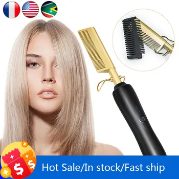 

Hair Straightener Comb Hair Press Iron Comb Hot Heating Comb Electric Straightening Culer Hair Straight Styler Hair Curling Comb