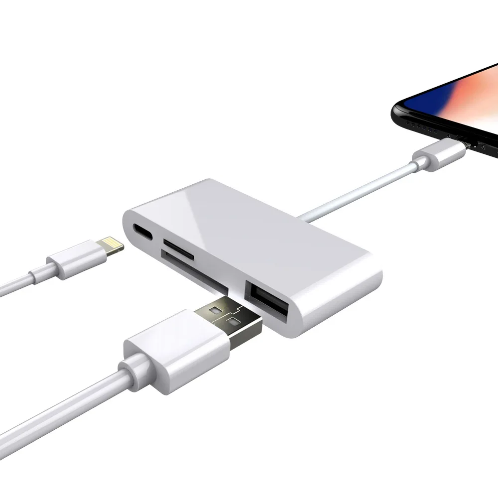 Четыре-в-одном для мобильного телефона USB2.0 кард-ридер подходит для Камера планшет устройство для считывания с tf-карт с зарядным устройством