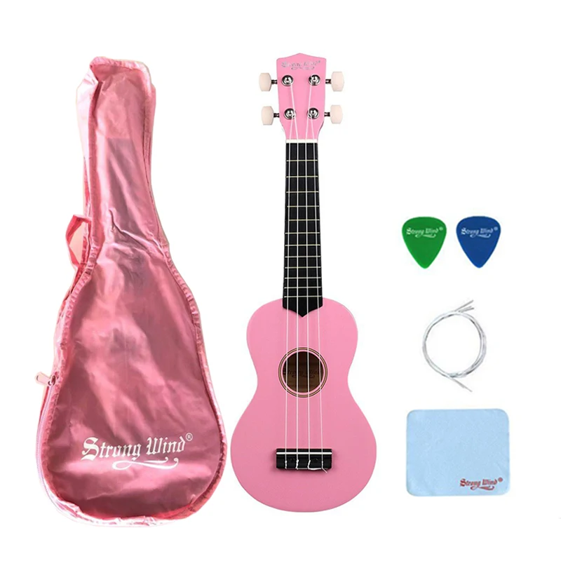 Розовый StrongWind 21 дюймов сопрано акустическая укулеле 4 нейлоновые струны Ukelele розовый мини Гавайский гитарный инструмент для начинающих Отправка подарков - Цвет: Розовый