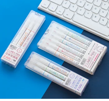 

Double Tip Highlighter Set Red Blue Color Inkkey Mark Liner Marker Drawing Art Pens Scrapbooking Stationery Office School DB768