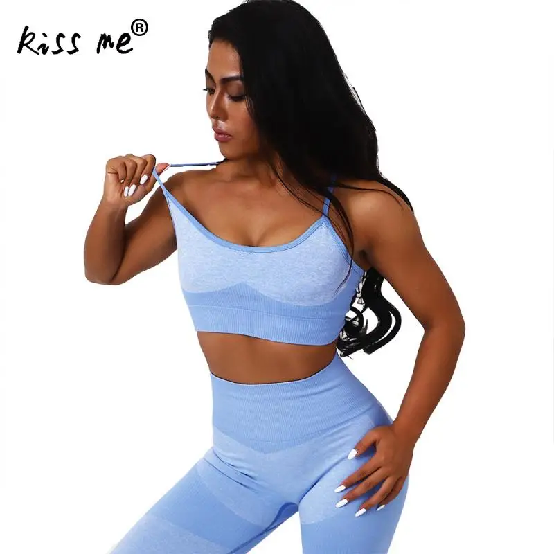 Женский спортивный бюстгальтер для йоги, противоударный сексуальный спортивный бюстгальтер, дышащие спортивные бюстгальтеры для фитнеса, бега, тренажерного зала, спортивная одежда - Цвет: light blue