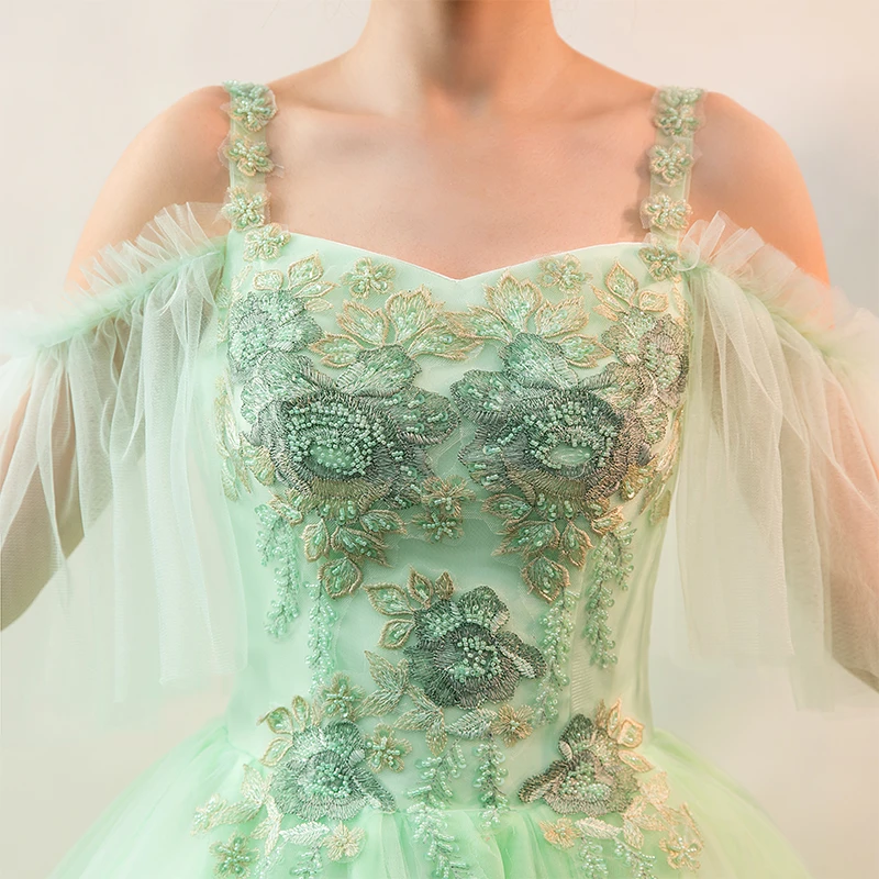 Quinceanera карамельный цвет расшитое бисером с аппликацтей на Выпускной платья новое поступление ТРАПЕЦИЕВИДНОЕ без рукавов на шнуровке сзади пышные маскарадные Бальные платья