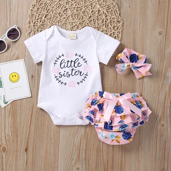 

Girl baby clothing suit 100% cotton printing fashion 0-2 year old summer baby clothes