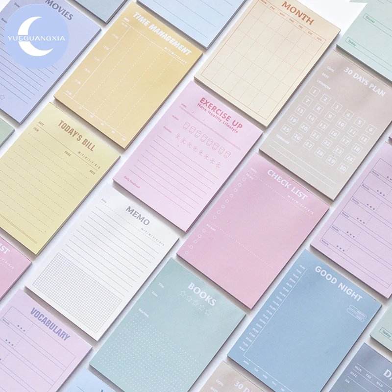 

YueGuangXia Colorful To Do Check List Health Record Memo Pads Washi Paper Bullet Journal Study Loose Leaf Memo Pads 50pcs/lot