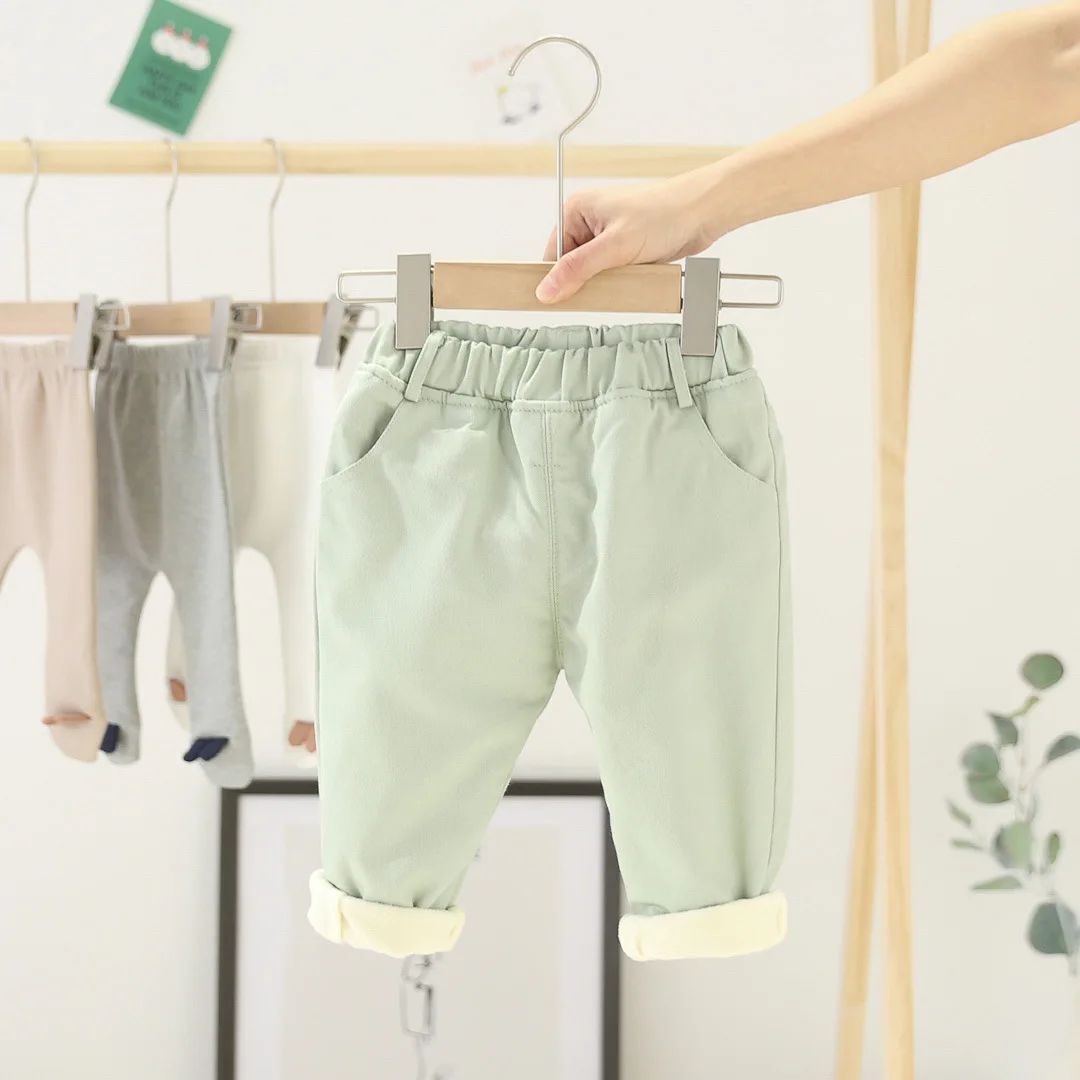 WLG kids/повседневные брюки; однотонная бархатная модная одежда для детей 1-6 лет