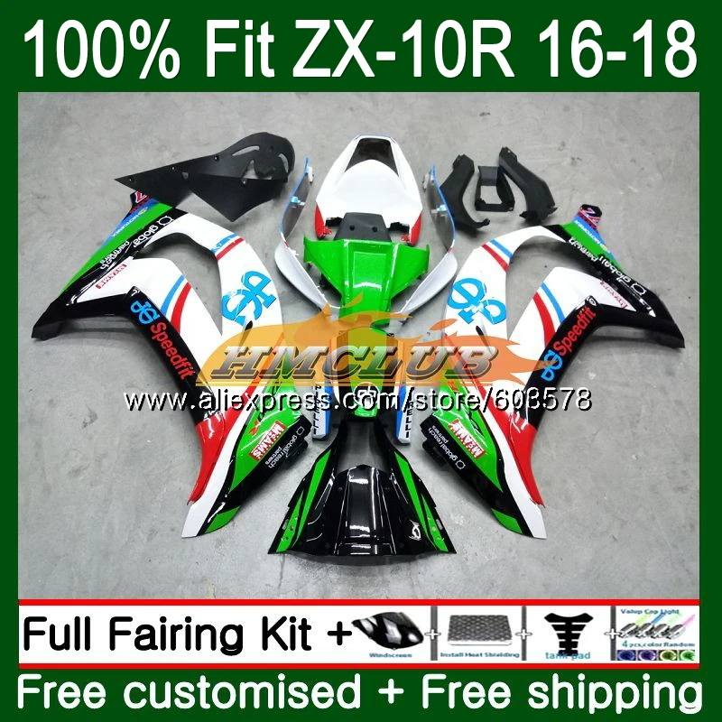 Инъекции для KAWASAKI ZX-10R 1000CC ZX10R 16, 17, 18, зеленый 120CL. 63 ZX1000 ZX 1000 ZX 10 сотрудников отдела исследований 10R обтекатель oem