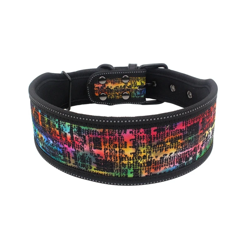 I Reflective Nylon Dog Collar Fashion Printed Adjustable Pet Collars For Medium Large Dogs Pitbull S M L - Цвет: I