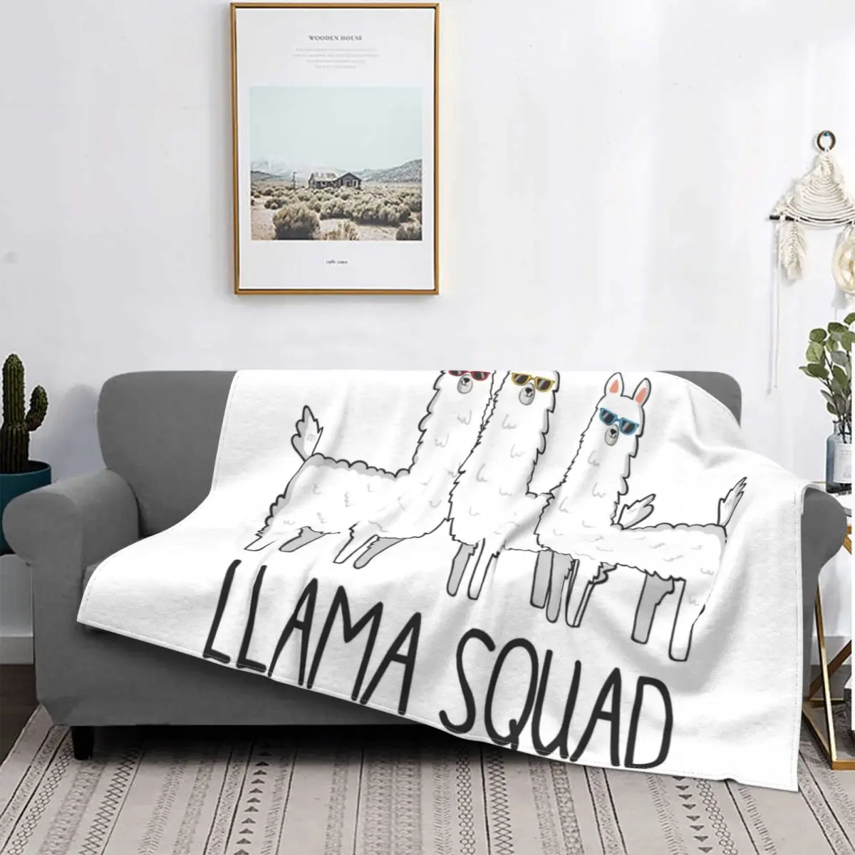 

Funny Cute Llama T Shirt Llama Squad Alpaca Blankets Fleece Summer Animal Warm Throw Blanket for Bed Outdoor Bedspread