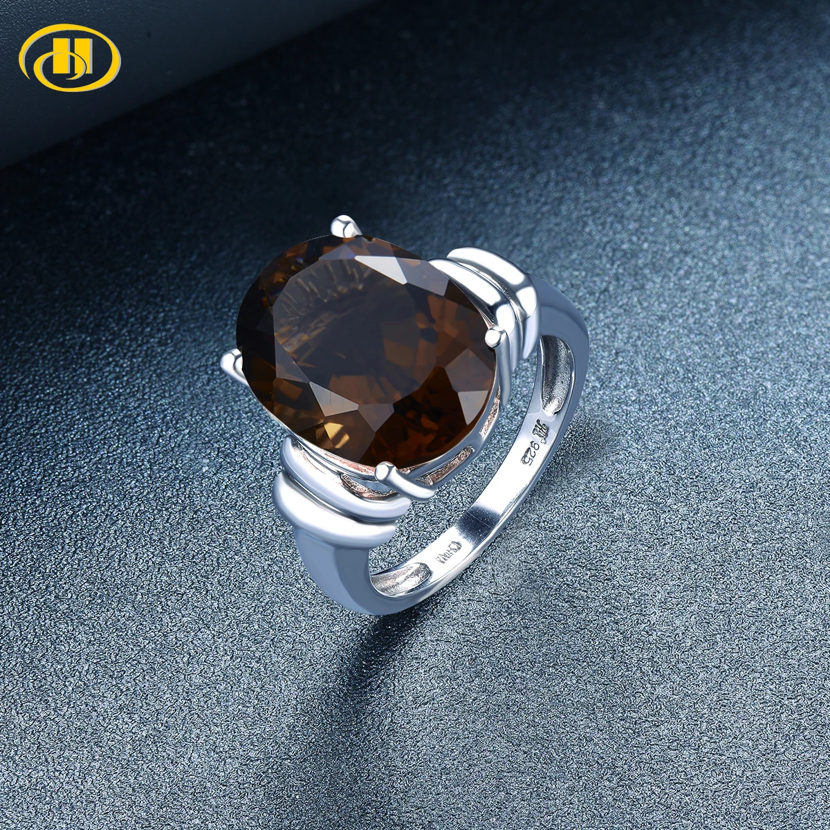 Hutang 16x12 мм обручальное кольцо 8.97ct Натуральный дымчатый кварц Твердые 925 пробы серебро свадебные ювелирные украшения для женщин