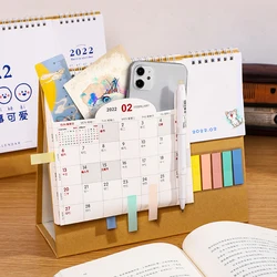 Pochette de bureau multifonction pour ranger le calendrier, décoration de bureau, organisateur de calendrier en papier avec bloc notes, 2022 
